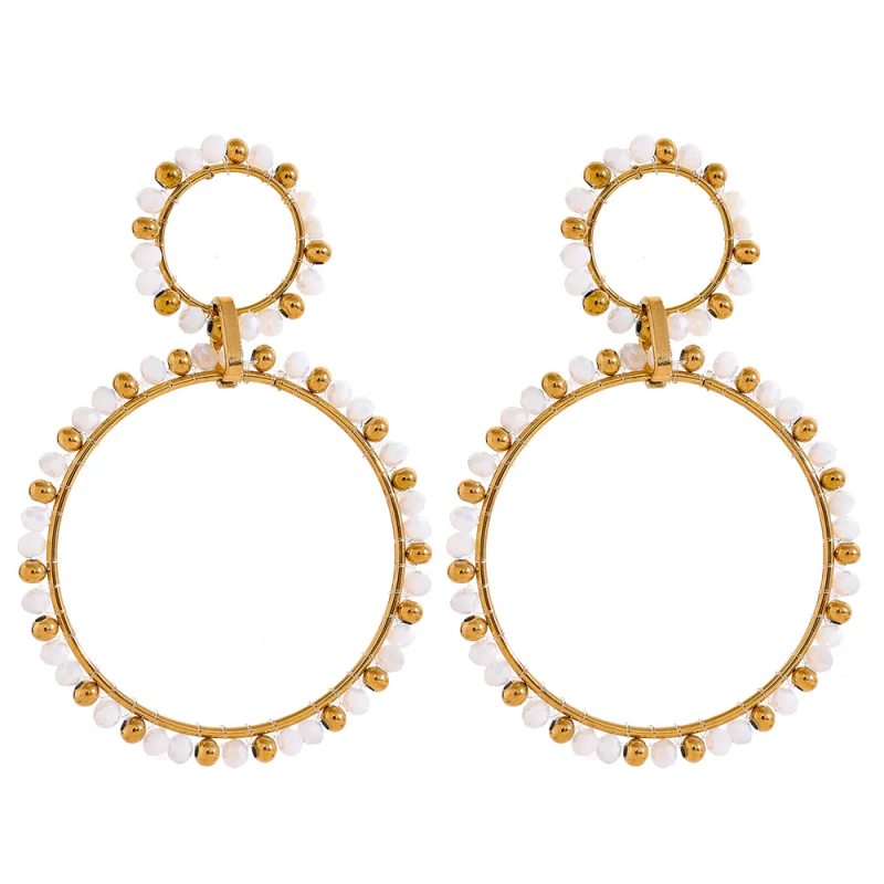 Colorful Crystal Beads Hollow Drop Dangle Earrings Women Summer Y2K Jewelry