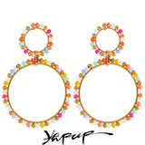 Colorful Crystal Beads Hollow Drop Dangle Earrings Women Summer Y2K Jewelry