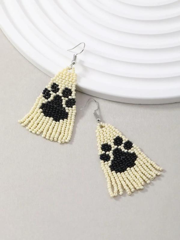 Bohemian Tassel Earrings with Seed Bead Woven Ethnic Jewelry