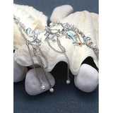 Vintage Enamel Zircon Wave Dolphin Tassel Chain Drop Pearls Earrings