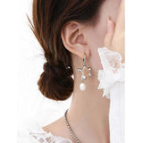 Freshwater Pearls Flower Drop Earrings Silver Copper Allergy-Free Jewelry