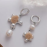 Freshwater Pearls Flower Drop Earrings Silver Copper Allergy-Free Jewelry