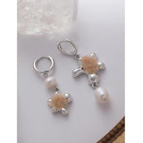 Freshwater Pearls Flower Drop Earrings Silver Copper Allergy-Free Jewelry