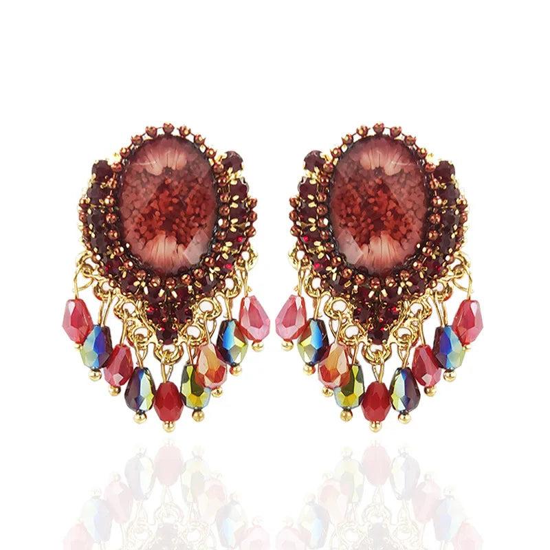 Boho Retro Studs Tassel Earrings Bead Ear Jewelry Gift