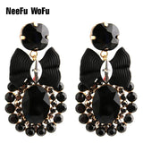 Rhinestone Crystal Tie Big Earring Dangle Charm Zinc Alloy Long Brinco