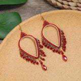 Boho Ethnic Crystal Earrings Long Tassel Vacation Gift