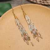 Boho Ethnic Crystal Earrings Long Tassel Vacation Gift