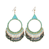 Boho Ethnic Crystal Earrings Long Tassel Vacation Gift
