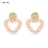 Heart Drop Crystal Beads Earrings Jewelry Gift