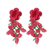Handwoven Beads Flowers Tassel Earrings for Party Jewelry