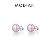 Freshwater Pearls Stud Earrings 925 Sterling Silver Classic Women's Jewelry