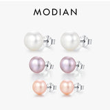 Freshwater Pearls Stud Earrings 925 Sterling Silver Classic Women's Jewelry