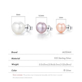 Freshwater Pearls Stud Earrings 925 Sterling Silver Classic Women's Jewelry