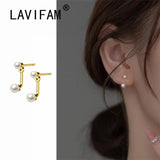 925 Silver Synthetic Pearls Earrings - Back Hanging Ear Jewelry
