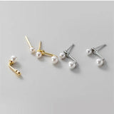 925 Silver Synthetic Pearls Earrings - Back Hanging Ear Jewelry