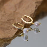 Diamond Hoop Earrings S925 Silver Baroque Pearls Wedding Bands