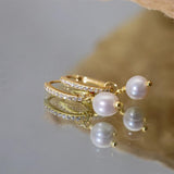 Diamond Hoop Earrings S925 Silver Baroque Pearls Wedding Bands