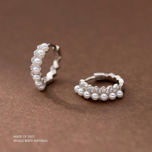 10mm Sterling Silver Hoop Earrings with Synthetic Pearls