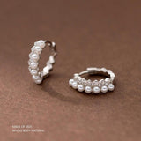 10mm Sterling Silver Hoop Earrings with Synthetic Pearls