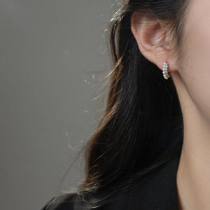 10mm Sterling Silver Hoop Earrings with Synthetic Pearls
