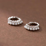 10mm Sterling Silver Hoop Earrings with Synthetic Pearls
