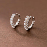 10mm Sterling Silver Hoop Earrings with Synthetic Pearls