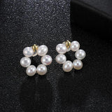 Freshwater Pearl Stud Earrings 925 Sterling Silver Romantic Jewelry