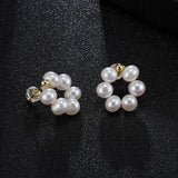 Freshwater Pearl Stud Earrings 925 Sterling Silver Romantic Jewelry