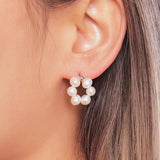 Freshwater Pearl Stud Earrings 925 Sterling Silver Romantic Jewelry