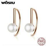 Rose Stud Earrings 925 Sterling Silver Freshwater Pearls Small Earrings