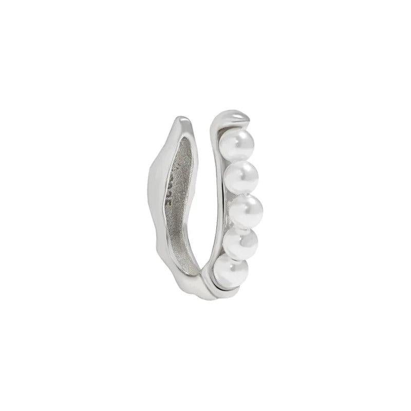 SHANICE S925 Sterling Silver Pearls Ear Cuff Circle Earclips