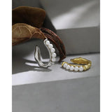 SHANICE S925 Sterling Silver Pearls Ear Cuff Circle Earclips