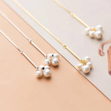 925 Silver Tassel Earrings Ear Line with Shell Pearls