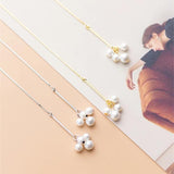 925 Silver Tassel Earrings Ear Line with Shell Pearls