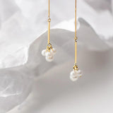 925 Silver Tassel Earrings Ear Line with Shell Pearls