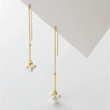 925 Silver Tassel Earrings Ear Line with Shell Pearls