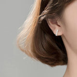 925 Silver Hoop Earrings Synthetic Pearls Geometric Boho Jewelry Gift