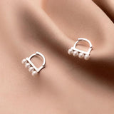 925 Silver Hoop Earrings Synthetic Pearls Geometric Boho Jewelry Gift