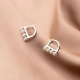 925 Silver Hoop Earrings Synthetic Pearls Geometric Boho Jewelry Gift
