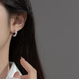 925 Silver Twist Pearls Earrings Hoop Ins Style Women Ear Jewelry