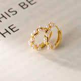 925 Silver Twist Pearls Earrings Hoop Ins Style Women Ear Jewelry