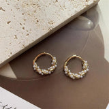 925 Silver Twist Pearls Earrings Hoop Ins Style Women Ear Jewelry