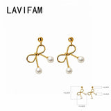 925 Silver Bow Knot Earrings with Synthetic Pearls