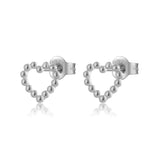 925 Sterling Silver Heart Beads Stud Earrings