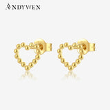 925 Sterling Silver Heart Beads Stud Earrings