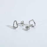 925 Sterling Silver Heart Beads Stud Earrings