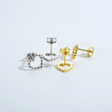 925 Sterling Silver Heart Beads Stud Earrings