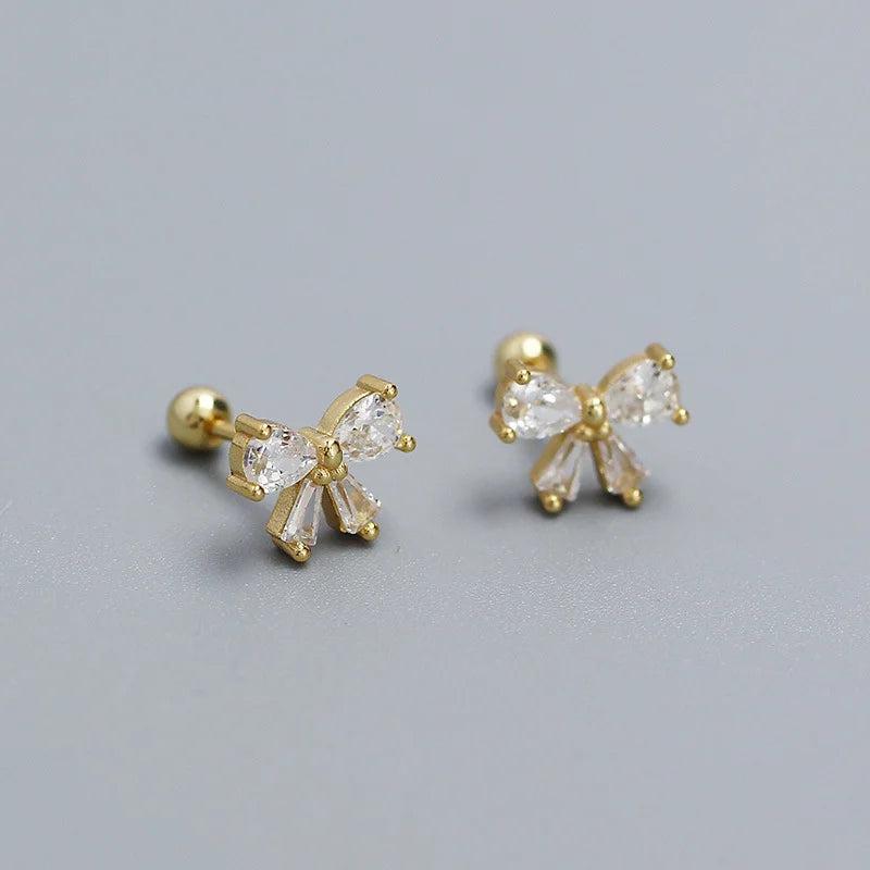 925 Silver Bow Stud Earrings for Women