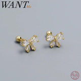 925 Silver Bow Stud Earrings for Women