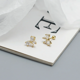 925 Silver Bow Stud Earrings for Women